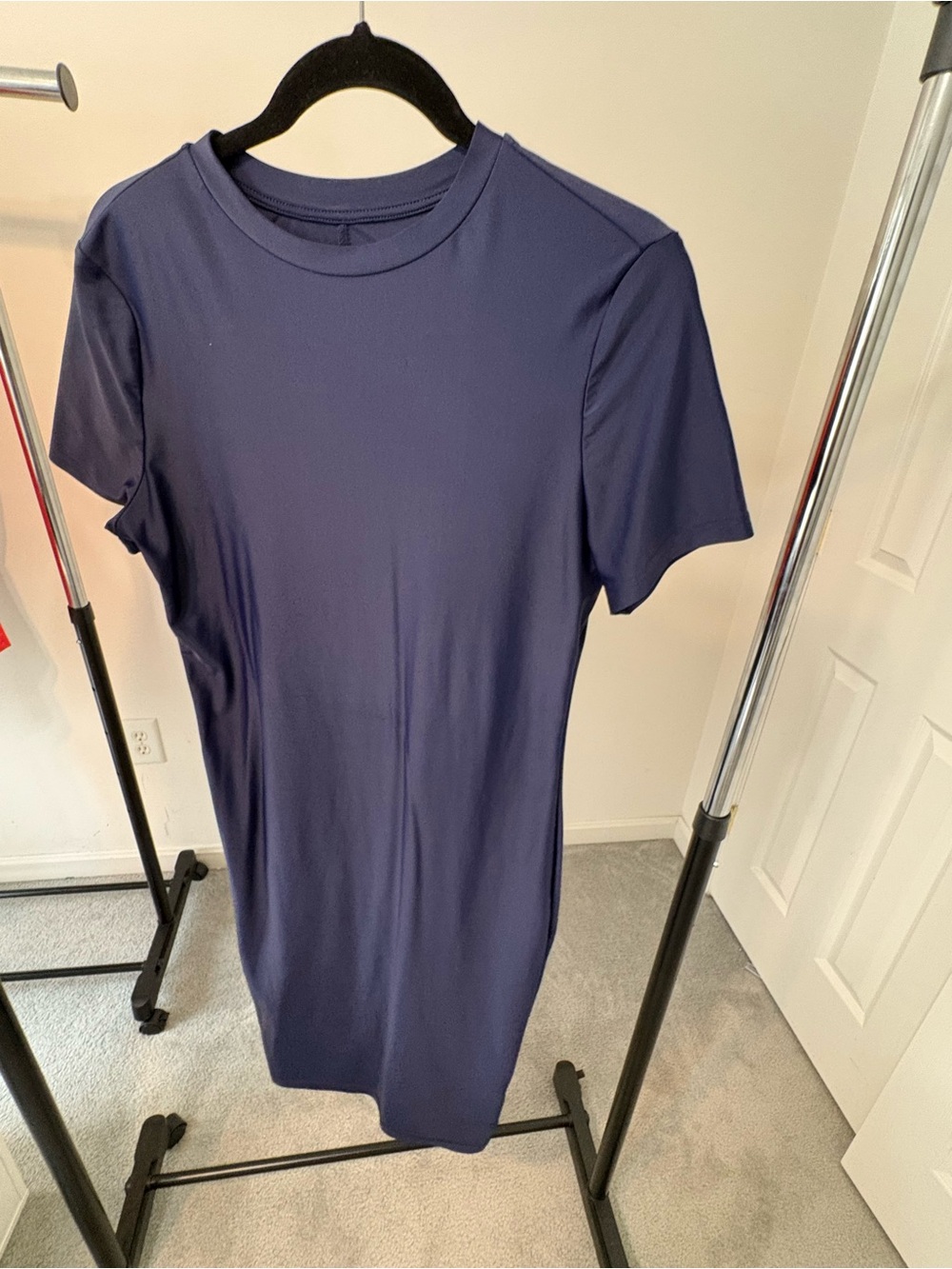 Simple Navy Short-Sleeve T-Shirt Dress